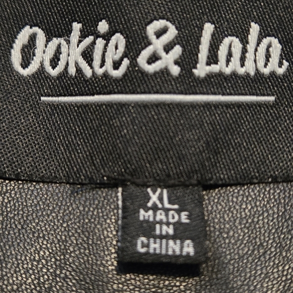 Ookie & Lala Black Faux Leather Moto Jacket Asymmetrical Collar Women size XL - Picture 14 of 16